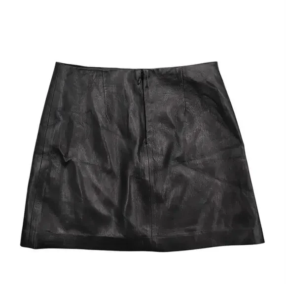 Aritzia Sunday Best Tatiana Skirt Vegan Leather Mini Slit Black 98686 Size 0 - Picture 3 of 4